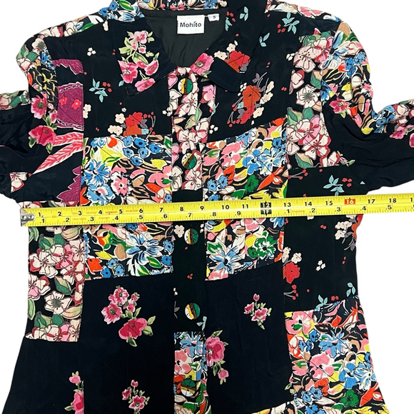 Mohito Women’s Vintage Inspired Patchwork Floral Blazer Jacket Black Boho Small - Picture 9 of 16